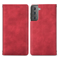 Coque Portefeuille Livre Cuir Etui Clapet S04D pour Samsung Galaxy S21 Plus 5G Rouge
