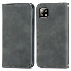 Coque Portefeuille Livre Cuir Etui Clapet S04D pour Sharp Aquos Sense6s Gris