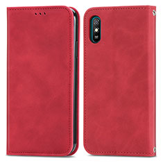 Coque Portefeuille Livre Cuir Etui Clapet S04D pour Xiaomi Redmi 9AT Rouge