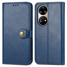 Coque Portefeuille Livre Cuir Etui Clapet S05D pour Huawei P50 Pro Bleu