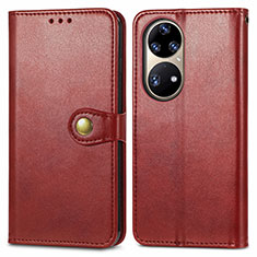 Coque Portefeuille Livre Cuir Etui Clapet S05D pour Huawei P50 Pro Rouge