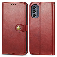 Coque Portefeuille Livre Cuir Etui Clapet S05D pour Motorola Moto G62 5G Rouge