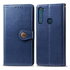 Coque Portefeuille Livre Cuir Etui Clapet S05D pour Motorola Moto One Fusion Plus Bleu
