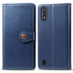 Coque Portefeuille Livre Cuir Etui Clapet S05D pour Samsung Galaxy A01 SM-A015 Bleu