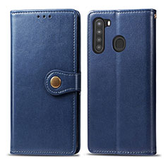 Coque Portefeuille Livre Cuir Etui Clapet S05D pour Samsung Galaxy A21 Bleu