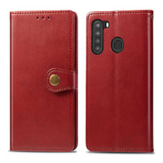 Coque Portefeuille Livre Cuir Etui Clapet S05D pour Samsung Galaxy A21 Rouge