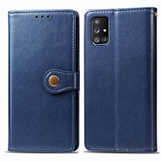 Coque Portefeuille Livre Cuir Etui Clapet S05D pour Samsung Galaxy A71 5G Bleu