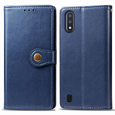 Coque Portefeuille Livre Cuir Etui Clapet S05D pour Samsung Galaxy M01 Bleu