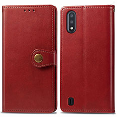 Coque Portefeuille Livre Cuir Etui Clapet S05D pour Samsung Galaxy M01 Rouge