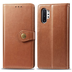Coque Portefeuille Livre Cuir Etui Clapet S05D pour Samsung Galaxy Note 10 Plus 5G Marron