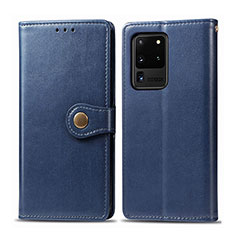 Coque Portefeuille Livre Cuir Etui Clapet S05D pour Samsung Galaxy S20 Ultra 5G Bleu