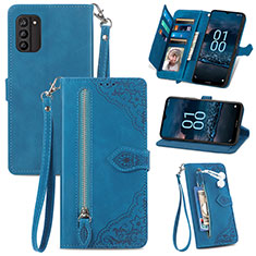 Coque Portefeuille Livre Cuir Etui Clapet S06D pour Nokia G100 Bleu
