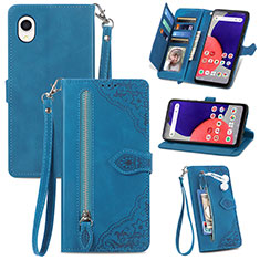 Coque Portefeuille Livre Cuir Etui Clapet S06D pour Samsung Galaxy A22 5G SC-56B Bleu