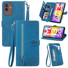 Coque Portefeuille Livre Cuir Etui Clapet S06D pour Samsung Galaxy M13 5G Bleu