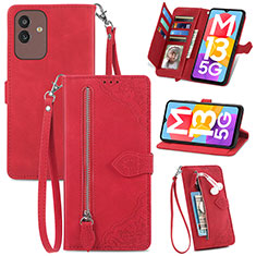 Coque Portefeuille Livre Cuir Etui Clapet S06D pour Samsung Galaxy M13 5G Rouge