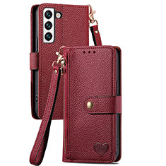 Coque Portefeuille Livre Cuir Etui Clapet S15D pour Samsung Galaxy S22 5G Rouge