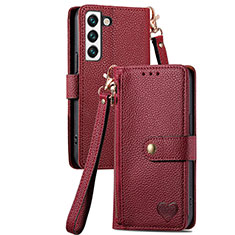 Coque Portefeuille Livre Cuir Etui Clapet S16D pour Samsung Galaxy S22 5G Rouge