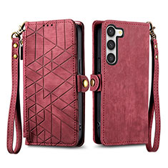 Coque Portefeuille Livre Cuir Etui Clapet S17D pour Samsung Galaxy S22 5G Rouge