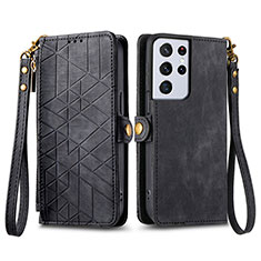Coque Portefeuille Livre Cuir Etui Clapet S17D pour Samsung Galaxy S23 Ultra 5G Noir