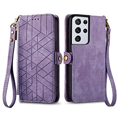 Coque Portefeuille Livre Cuir Etui Clapet S17D pour Samsung Galaxy S24 Ultra 5G Violet