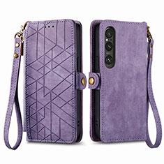 Coque Portefeuille Livre Cuir Etui Clapet S17D pour Sony Xperia 1 V Violet