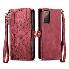 Coque Portefeuille Livre Cuir Etui Clapet S18D pour Samsung Galaxy S20 FE 4G Rouge