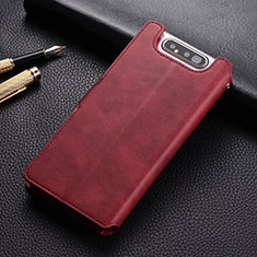Coque Portefeuille Livre Cuir Etui Clapet T01 pour Samsung Galaxy A80 Rouge