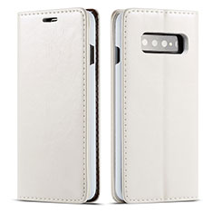 Coque Portefeuille Livre Cuir Etui Clapet T01 pour Samsung Galaxy S10 Plus Blanc