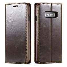 Coque Portefeuille Livre Cuir Etui Clapet T01 pour Samsung Galaxy S10 Plus Marron
