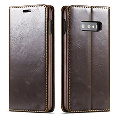 Coque Portefeuille Livre Cuir Etui Clapet T01 pour Samsung Galaxy S10e Marron