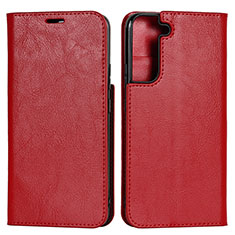 Coque Portefeuille Livre Cuir Etui Clapet T01D pour Samsung Galaxy S21 5G Rouge