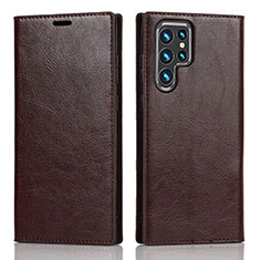 Coque Portefeuille Livre Cuir Etui Clapet T01D pour Samsung Galaxy S21 Ultra 5G Marron