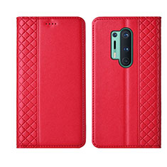 Coque Portefeuille Livre Cuir Etui Clapet T02 pour OnePlus 8 Pro Rouge