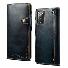 Coque Portefeuille Livre Cuir Etui Clapet T02 pour Samsung Galaxy Note 20 5G Bleu