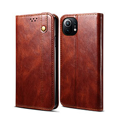 Coque Portefeuille Livre Cuir Etui Clapet T02 pour Xiaomi Mi 11 Lite 4G Marron