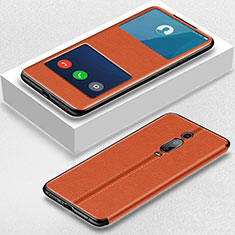 Coque Portefeuille Livre Cuir Etui Clapet T02 pour Xiaomi Mi 9T Pro Orange