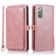 Coque Portefeuille Livre Cuir Etui Clapet T03 pour Samsung Galaxy Note 20 5G Or Rose