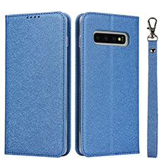 Coque Portefeuille Livre Cuir Etui Clapet T03 pour Samsung Galaxy S10 5G Bleu