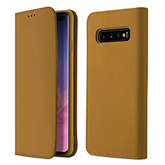 Coque Portefeuille Livre Cuir Etui Clapet T03 pour Samsung Galaxy S10 Plus Orange