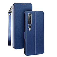 Coque Portefeuille Livre Cuir Etui Clapet T03 pour Xiaomi Mi 10 Bleu