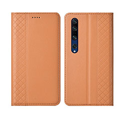 Coque Portefeuille Livre Cuir Etui Clapet T03 pour Xiaomi Mi 10 Pro Orange