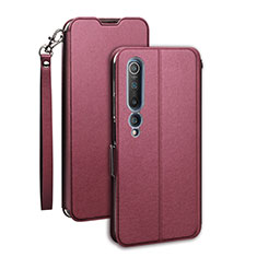 Coque Portefeuille Livre Cuir Etui Clapet T03 pour Xiaomi Mi 10 Vin Rouge
