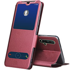 Coque Portefeuille Livre Cuir Etui Clapet T04 pour Huawei Nova 5 Pro Vin Rouge