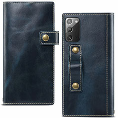 Coque Portefeuille Livre Cuir Etui Clapet T04 pour Samsung Galaxy Note 20 5G Bleu