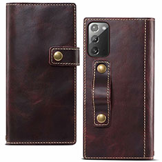 Coque Portefeuille Livre Cuir Etui Clapet T04 pour Samsung Galaxy Note 20 5G Vin Rouge