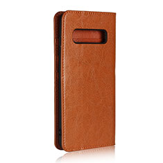 Coque Portefeuille Livre Cuir Etui Clapet T04 pour Samsung Galaxy S10 Orange