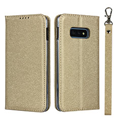Coque Portefeuille Livre Cuir Etui Clapet T04 pour Samsung Galaxy S10e Or