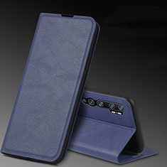 Coque Portefeuille Livre Cuir Etui Clapet T04 pour Xiaomi Mi Note 10 Bleu
