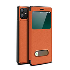 Coque Portefeuille Livre Cuir Etui Clapet T05 pour Apple iPhone 12 Orange