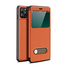 Coque Portefeuille Livre Cuir Etui Clapet T05 pour Apple iPhone 12 Pro Max Orange